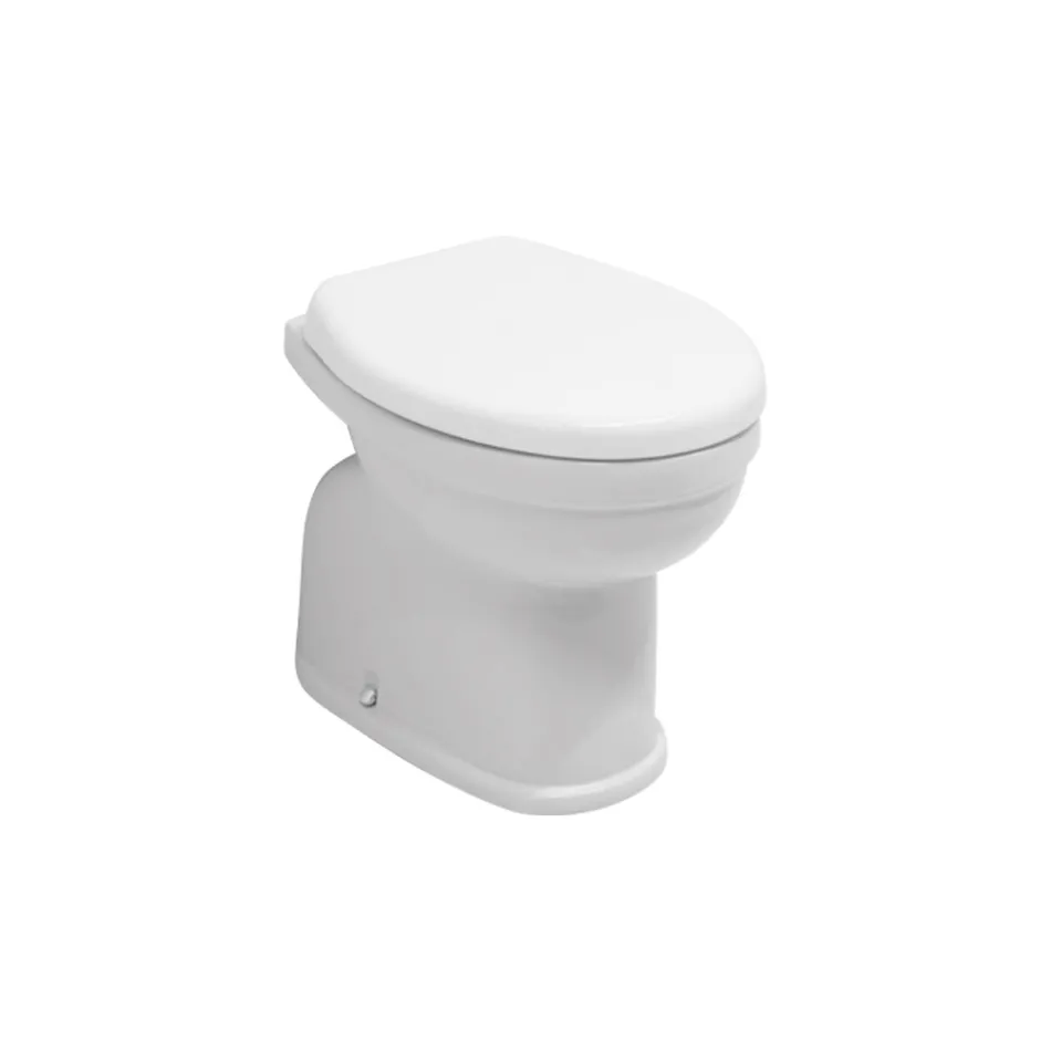 Toaletă modernă din ceramică albă, cu capac din poliester - Silica Viadurini