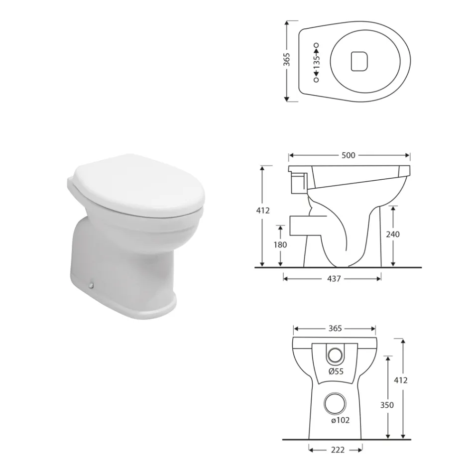 Toaletă modernă din ceramică albă, cu capac din poliester - Silica Viadurini