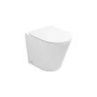 Toaletă montată pe podea fără ramă cu capac cu închidere silențioasă, din ceramică albă - Juniper   Viadurini