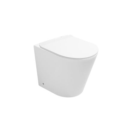 Toaletă montată pe podea fără ramă cu capac cu închidere silențioasă, din ceramică albă - Juniper   Viadurini