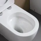 Toaletă montată pe podea cu capac cu închidere silențioasă din ceramică albă - Elm Viadurini