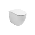Toaletă montată pe podea cu capac cu închidere silențioasă din ceramică albă - Elm Viadurini