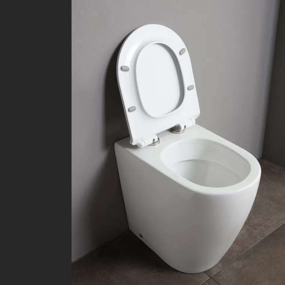 Toaletă ceramică Oleander cu sistem de acționare glisant și capac cu închidere silențioasă Viadurini