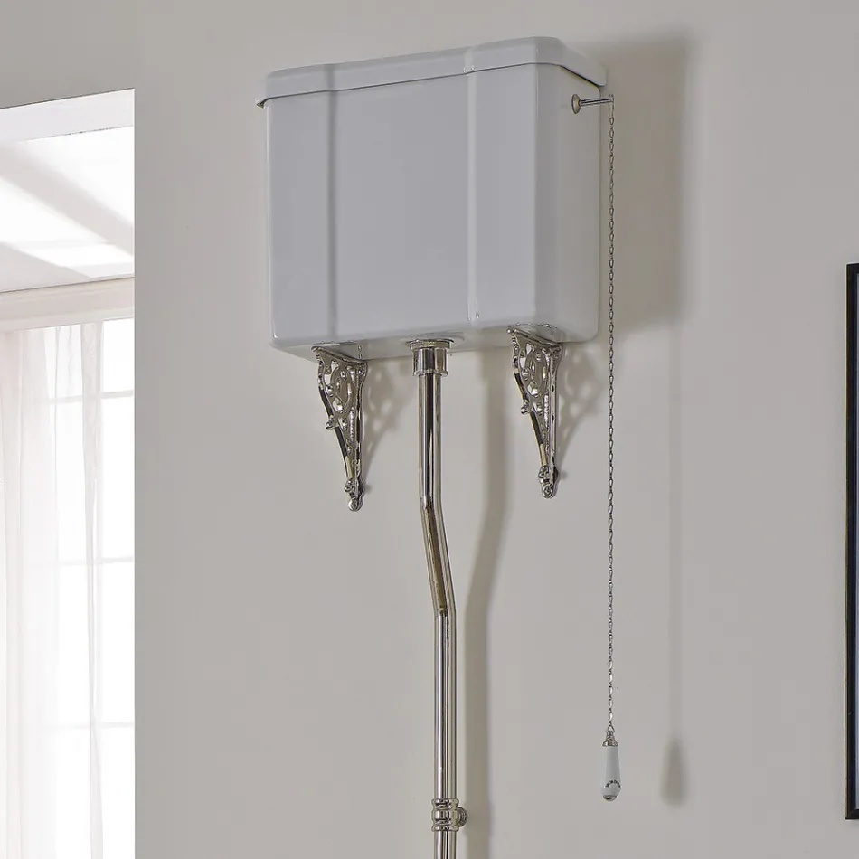 Vază din ceramică albă cu scaun negru fabricată în Italia - Nausica Viadurini