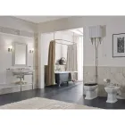 Vază din ceramică albă cu scaun negru fabricată în Italia - Nausica Viadurini