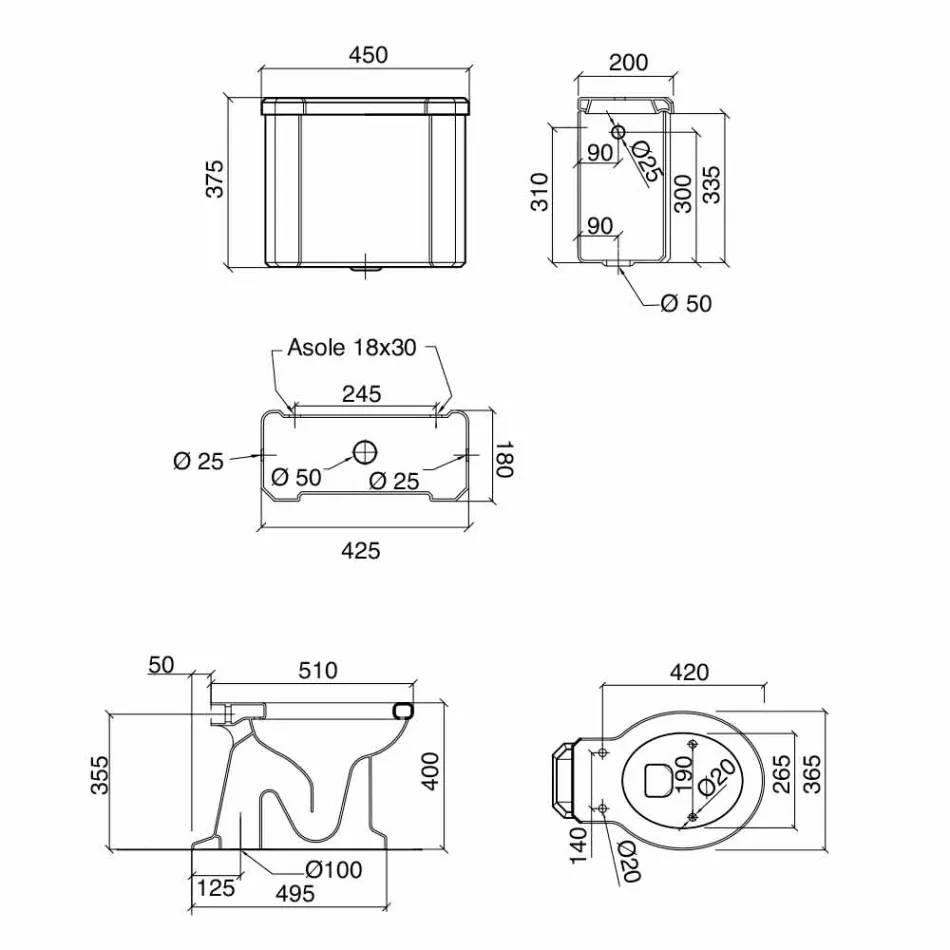 Vas de ceramică cu casetă fabricat în Italia - Marwa Viadurini