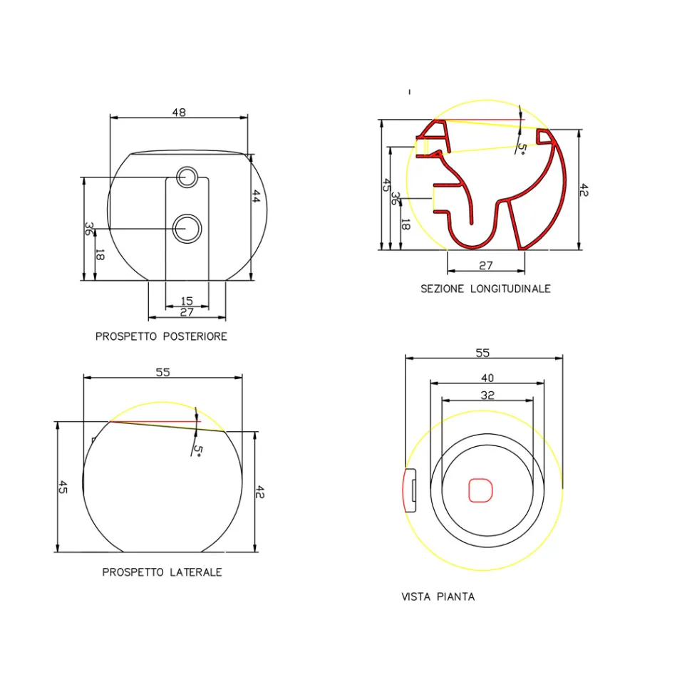 Design vaza sferică toaletă în ceramică Made in Italy, Fanna Viadurini