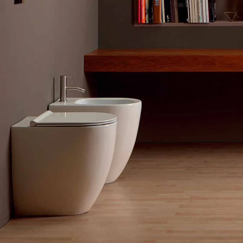 Vas WC în alb ceramice design modern Shine Piața H50 fără ramă Viadurini