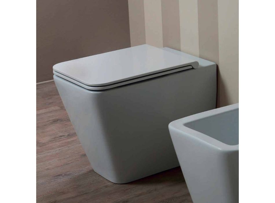 Vas WC în alb ceramice design modern Sun Square, made in Italy Viadurini