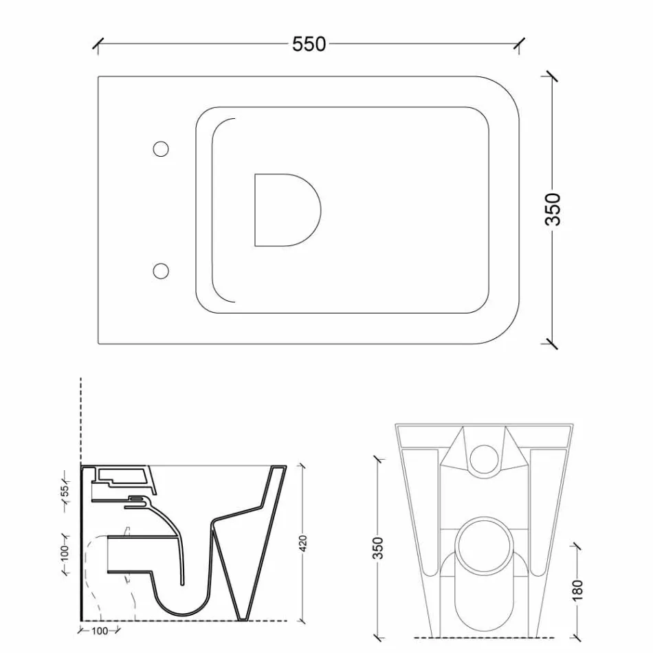 Vas WC în alb ceramice design modern Sun Square, made in Italy Viadurini