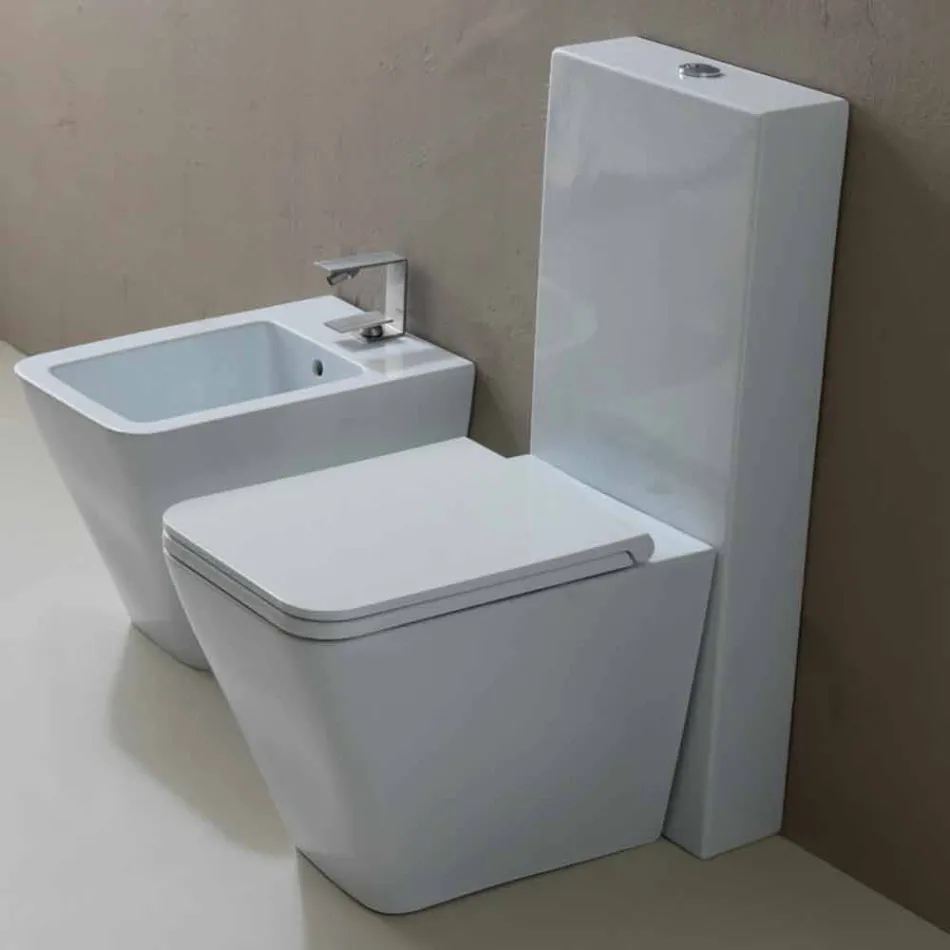 Vas WC în alb ceramice design modern Sun Square, made in Italy Viadurini