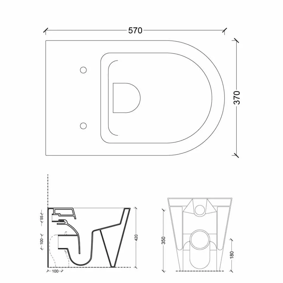 Vas WC în moderne alb ceramice rotund al soarelui 57x37 cm Made in Italy Viadurini