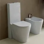 Vas WC în moderne alb ceramice rotund al soarelui 57x37 cm Made in Italy Viadurini