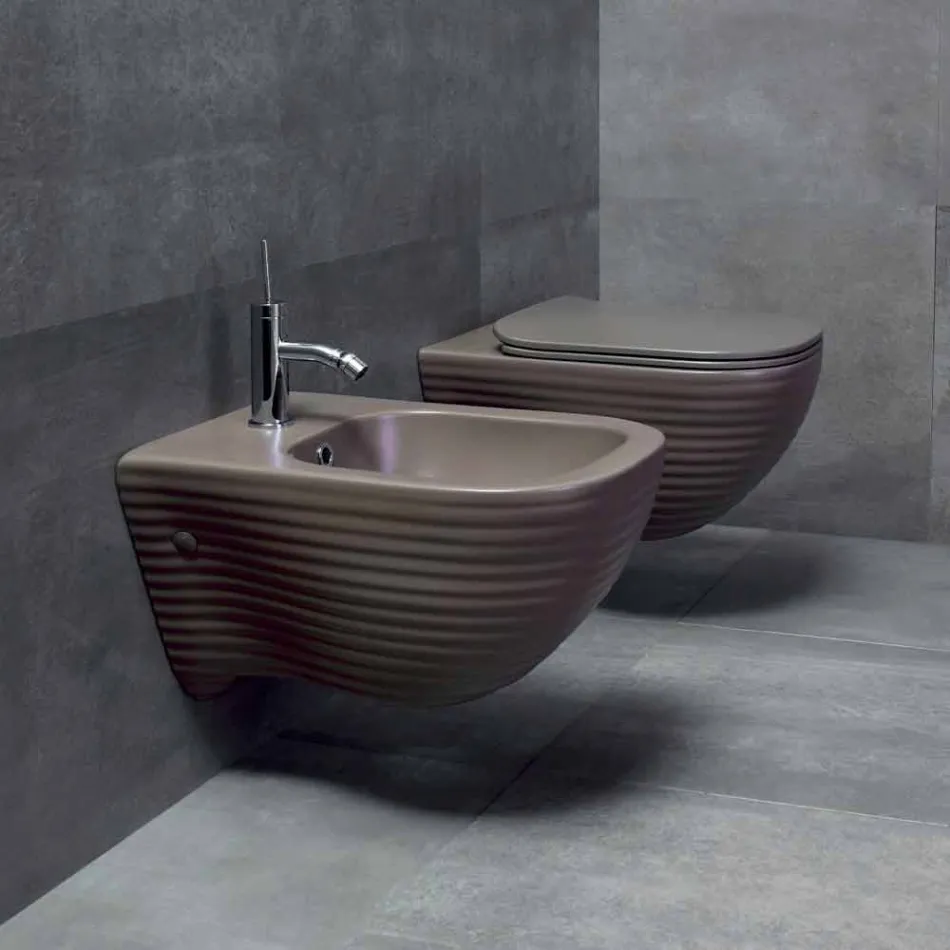 Modern WC suspendat în alb ceramic sau trabuc colorat Viadurini