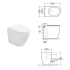 Toaletă Aster White Ceramic fără ramă, montată pe podea, cu capac cu închidere silențioasă   Viadurini