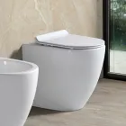 Toaletă Aster White Ceramic fără ramă, montată pe podea, cu capac cu închidere silențioasă   Viadurini