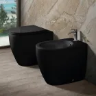Toaletă Aster fără ramă, ceramică mată, bicoloră, cu capac cu închidere silențioasă   Viadurini