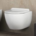 Toaletă suspendată fără ramă din ceramică albă Aster, cu capac cu închidere silențioasă