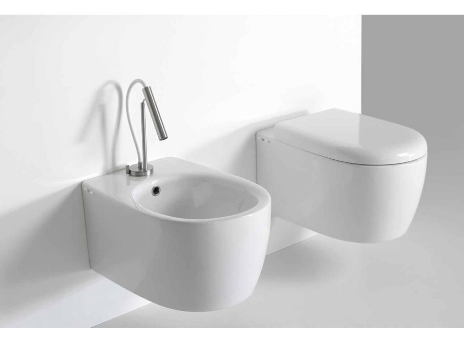 WC de perete cu design modern în ceramică colorată făcută în Italia - Lauretta Viadurini