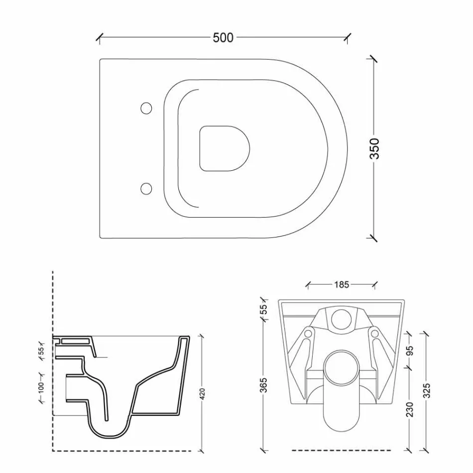 Pot toaletă suspendat în design modern Shine pătrat ceramice, realizate în Italia Viadurini