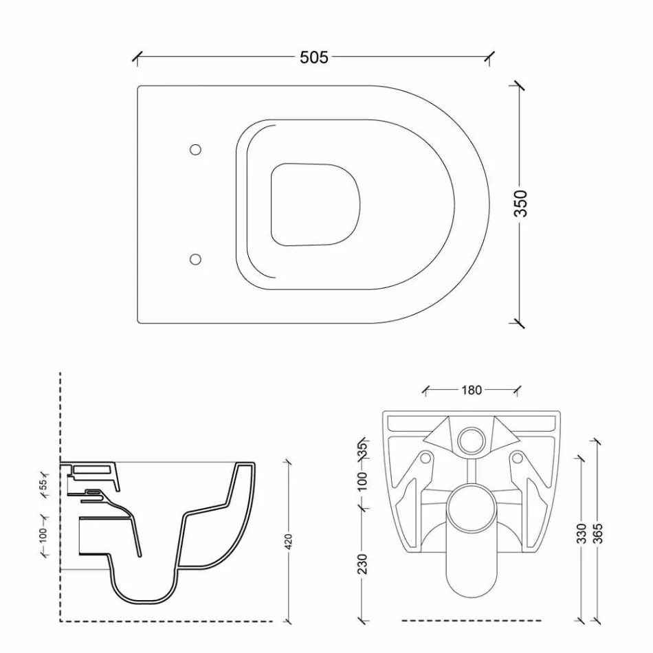 Perete WC design modern 50x35 ceramice de stele Made in Italy Viadurini