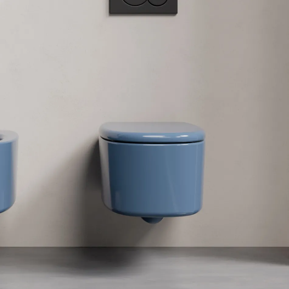 Vas de toaletă ceramic suspendat în diverse culori, fabricat în Italia - Fetiță Viadurini