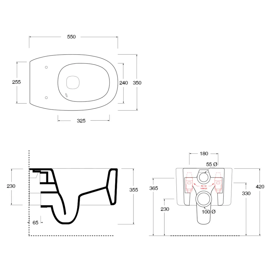 Vas de toaletă ceramic suspendat în diverse culori, fabricat în Italia - Fetiță Viadurini