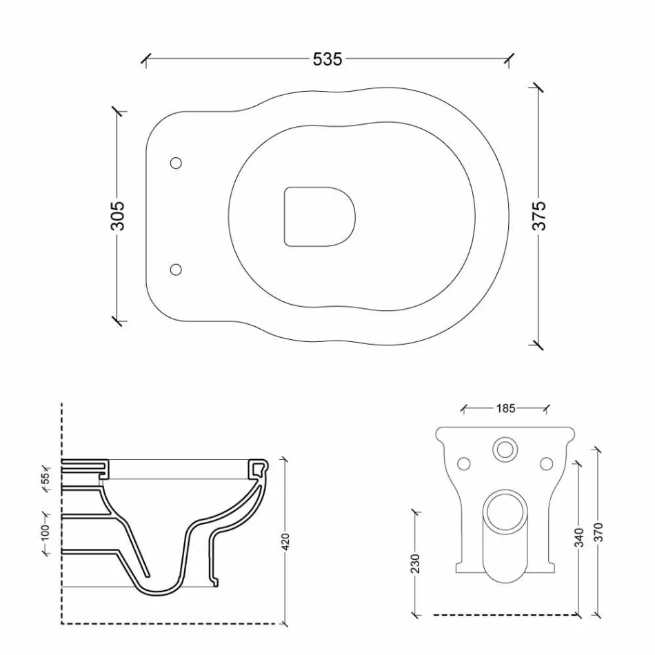 Vas moderne de suspensie WC alb 54x36 Stil ceramice Made in Italy Viadurini