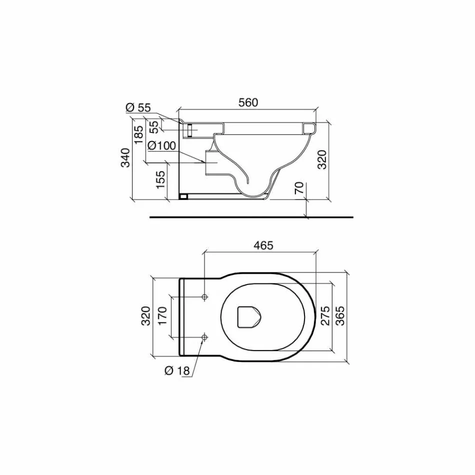 Stil clasic cu vase suspendate Wc în ceramică albă fabricată în Italia - Marwa Viadurini