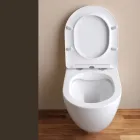 Toaletă suspendată fără ramă cu capac ceramic cu închidere silențioasă - Juniper   Viadurini