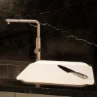 Tava de bucătărie sau tăietură în corian alb Design Made in Italy - Ivanova Viadurini