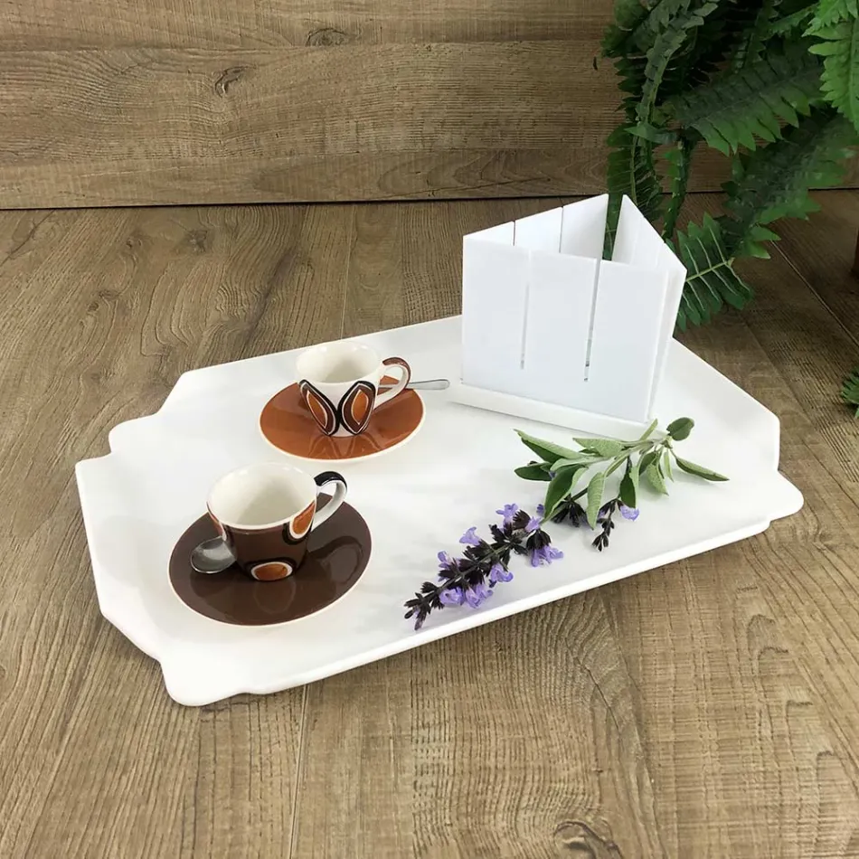 Tavă de bucătărie dreptunghiulară în calitate Corian alb Fabricat în Italia - Ivanova Viadurini