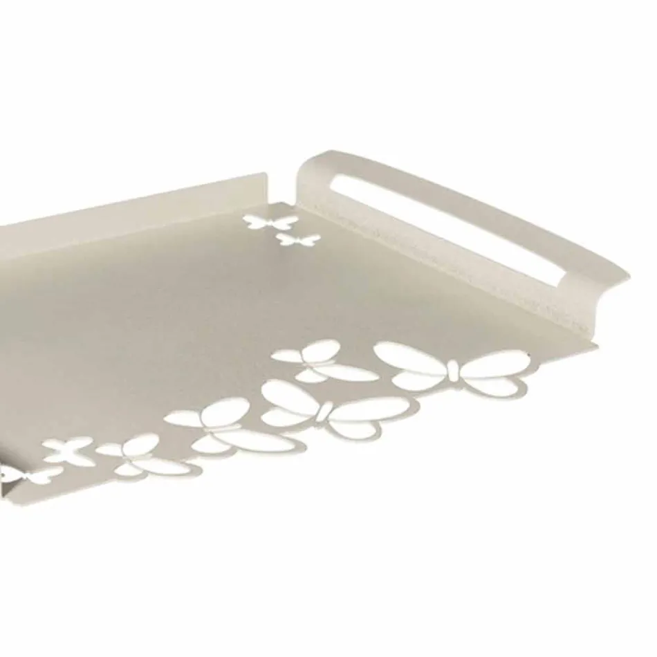 Tava de servire din fier alb, bej sau fildeș, fabricată în Italia - Leiden Viadurini