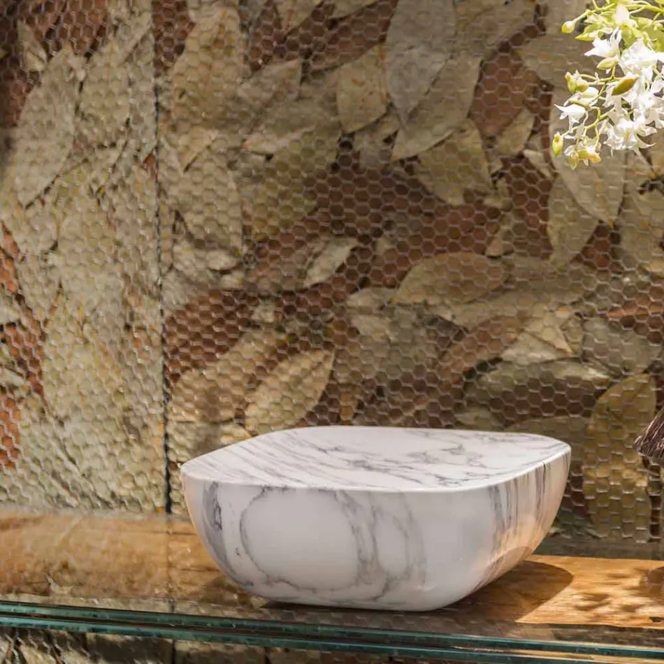 Tavă de design în marmură albă de Carrara Arabescato Fabricată în Italia - Rock Viadurini