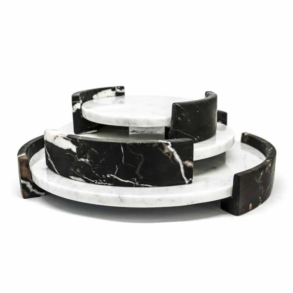 Tavă rotundă modernă din marmură albă de Carrara Fabricată în Italia - Chet Viadurini