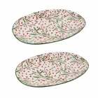 Tava de Crăciun Placă de servire din porțelan oval 2 bucăți - Mătură de măcelar Viadurini