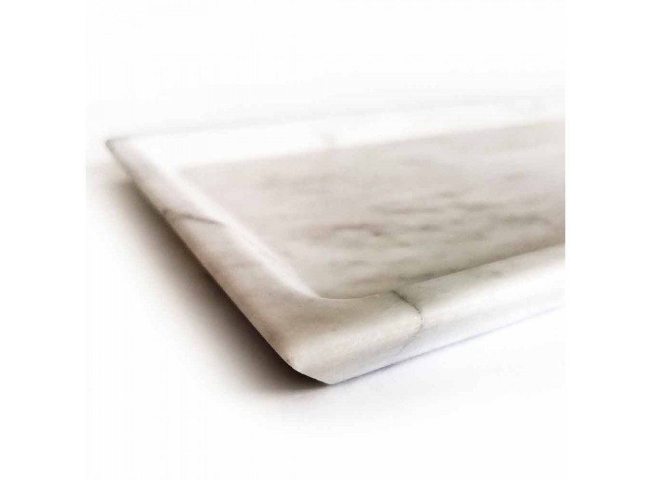 Tava dreptunghiulară din marmură albă de Carrara lustruită Made in Italy - Alga Viadurini