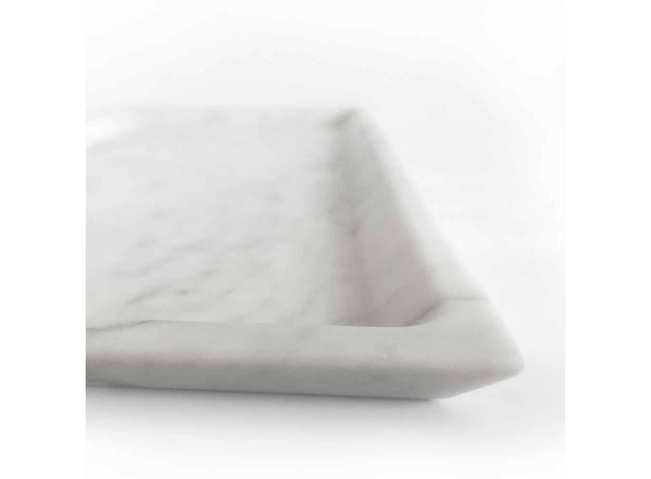 Tava dreptunghiulară din marmură albă de Carrara lustruită Made in Italy - Alga Viadurini