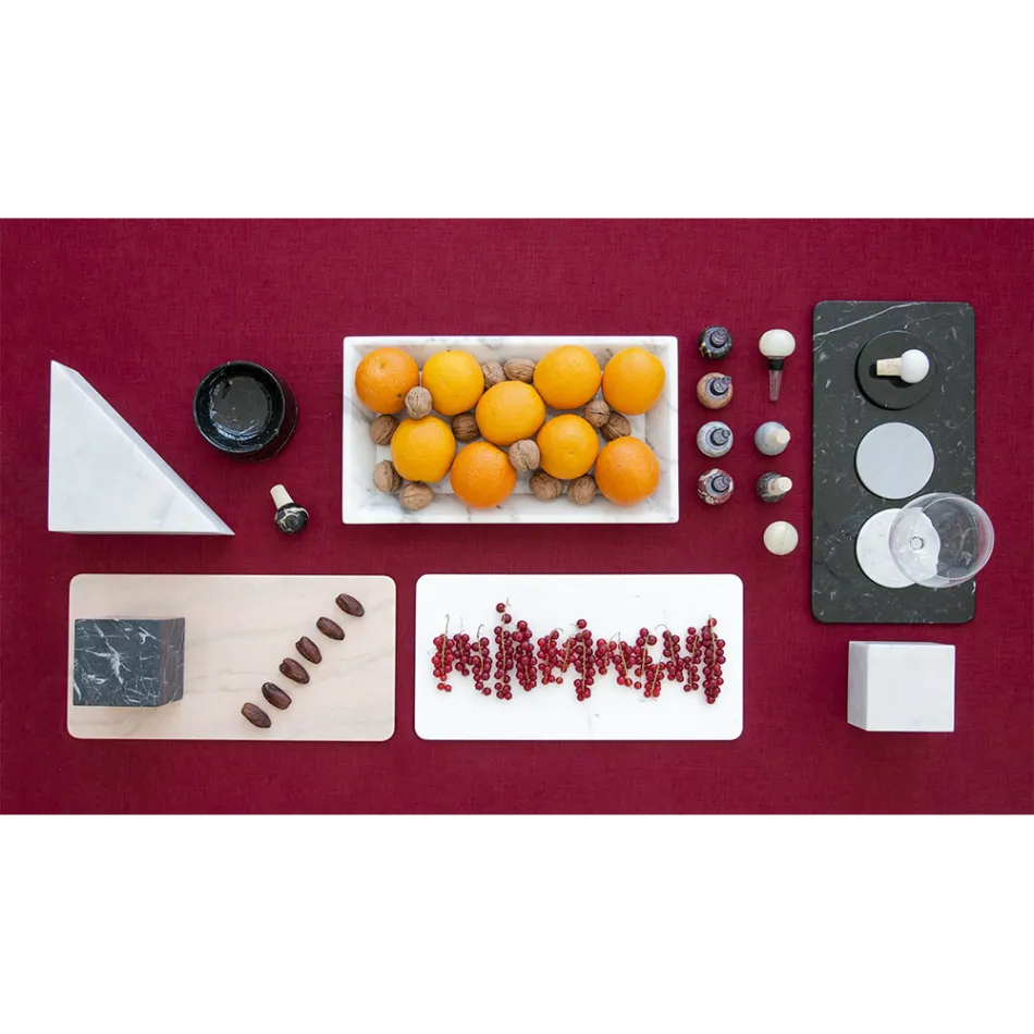 Tavă dreptunghiulară din marmură albă de Carrara Fabricată în Italia - Vassili Viadurini