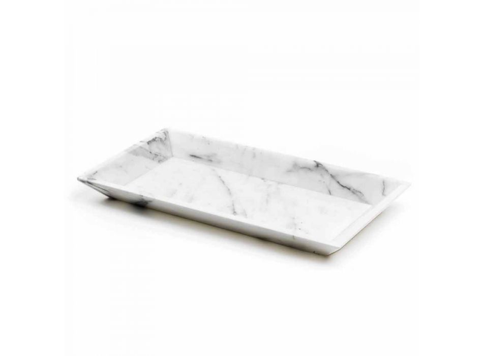 Tavă dreptunghiulară din marmură albă de Carrara Fabricată în Italia - Vassili Viadurini