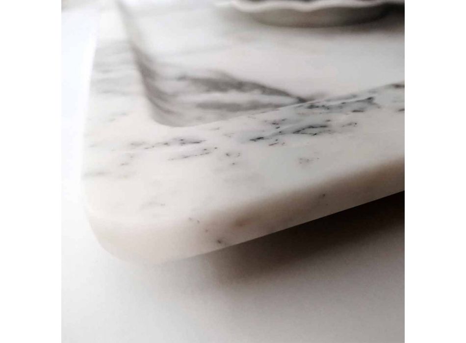 Tava dreptunghiulară din marmură albă cu vene moderne fabricată în Italia - Stora Viadurini