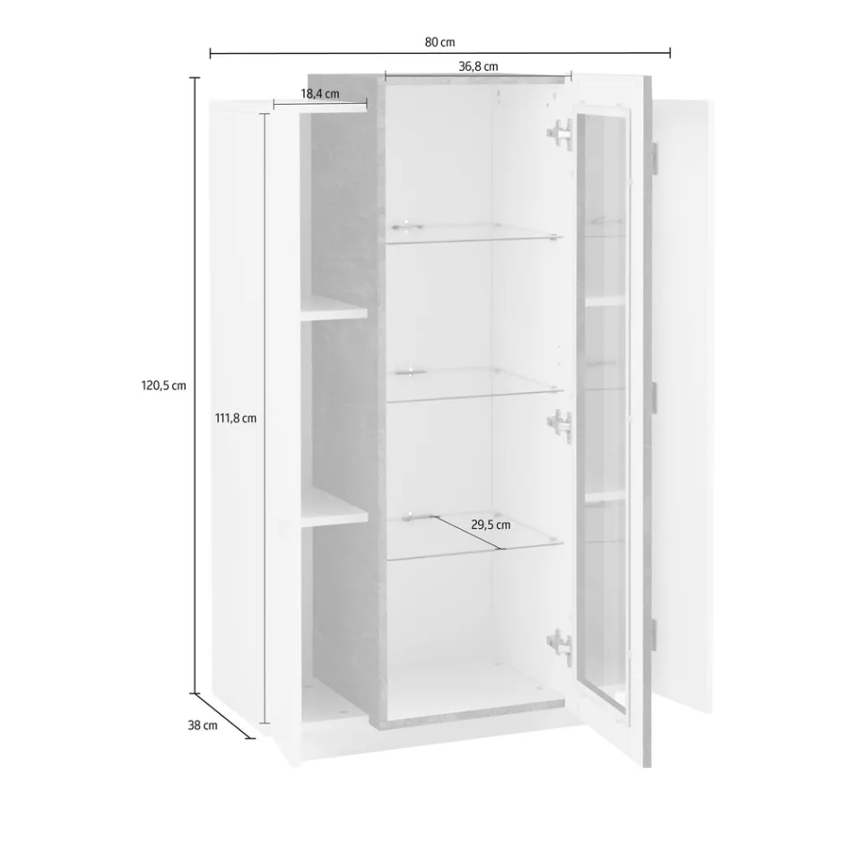 Vitrina 3 Usi Living Lemn Alb si Antracit, Ciment sau Artar - Therese Viadurini