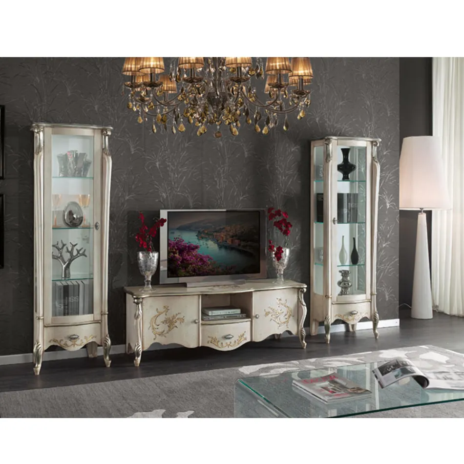 Vitrina Clasica cu Usa din Lemn Alb sau Nuc Made in Italy - Caligola Viadurini