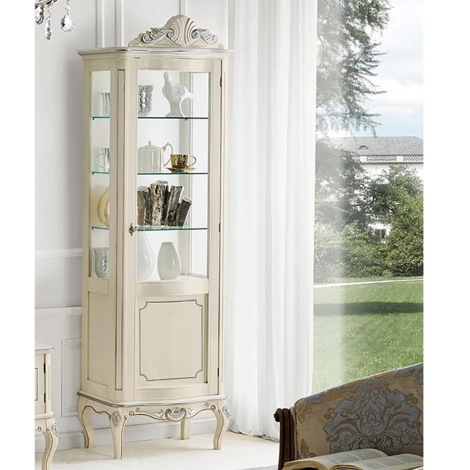 Vitrina Clasica din Nuc Alb sau Lemn Moka Made in Italy - Chantilly Viadurini