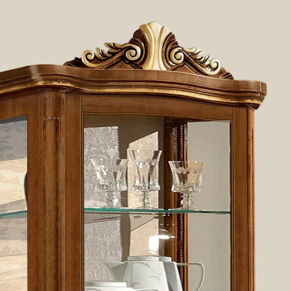 Vitrina Clasica din Nuc Alb sau Lemn Moka Made in Italy - Chantilly Viadurini