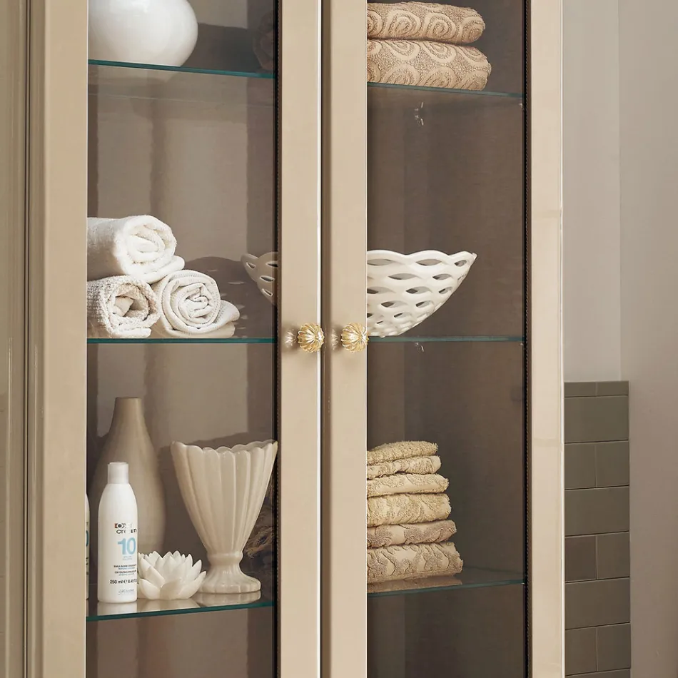 Vitrina completa cu doua usi si trei rafturi din sticla Made in Italy - Candy Viadurini