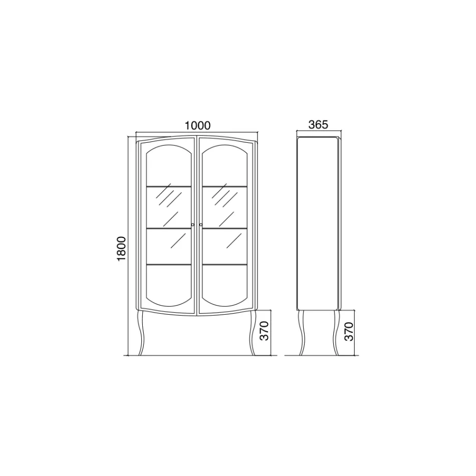 Vitrina completa cu doua usi si trei rafturi din sticla Made in Italy - Candy Viadurini