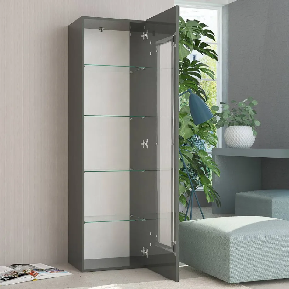 Vitrina de living de design din lemn alb, antracit sau beton - Suzana Viadurini