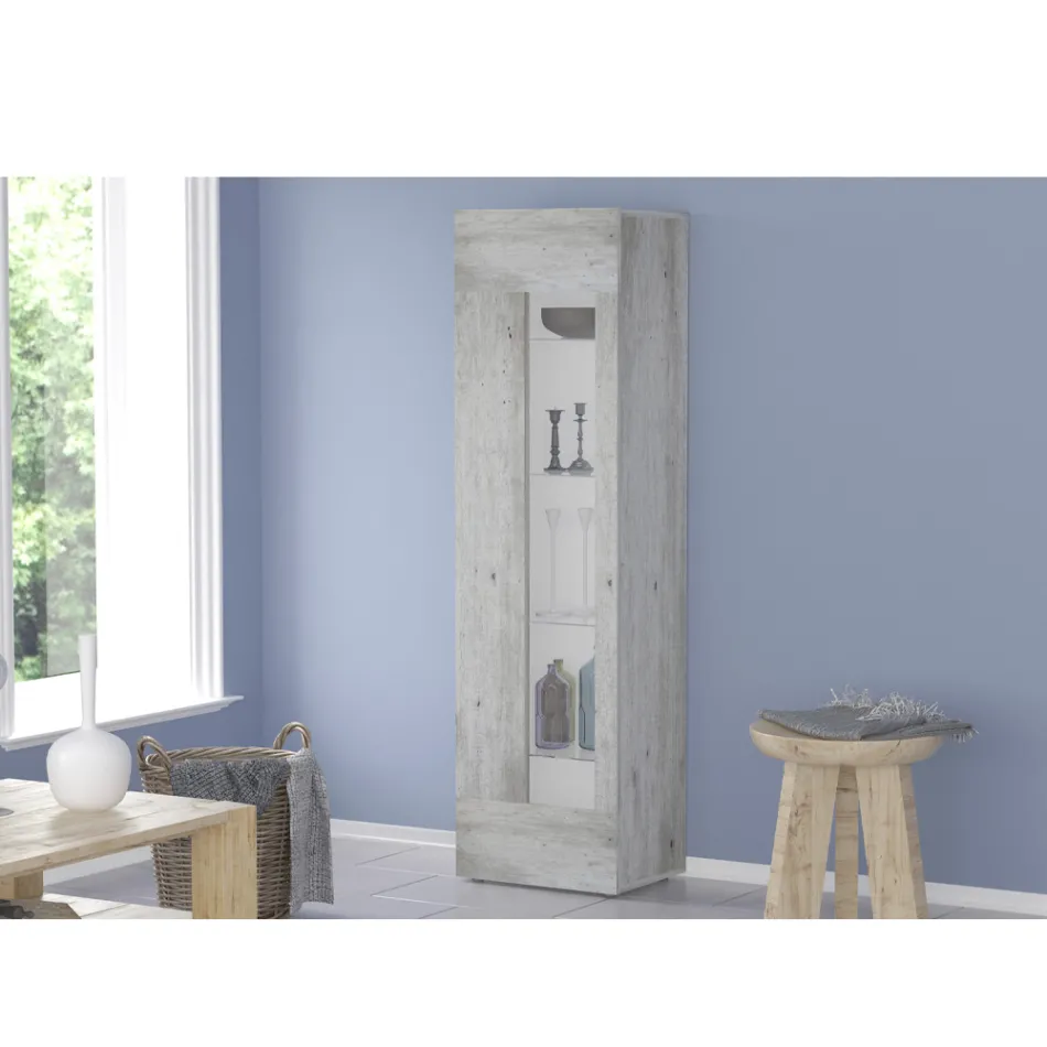 Vitrina de living de design din lemn alb, antracit sau beton - Suzana Viadurini