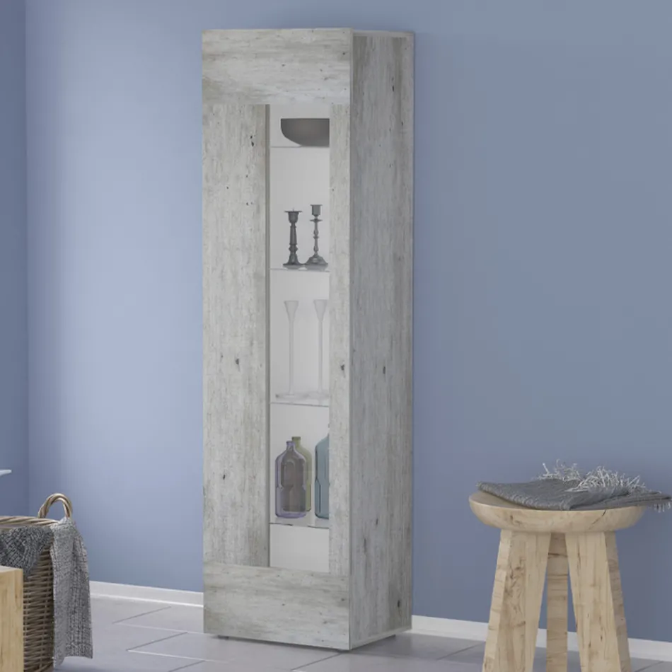 Vitrina de living de design din lemn alb, antracit sau beton - Suzana Viadurini